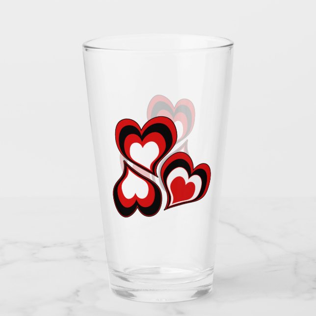Hearts, red, black, white, Valentine's day . Glass (Front)