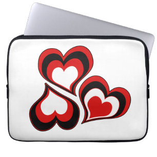 Hearts, red, black, white, Valentine's day. Laptop Sleeve