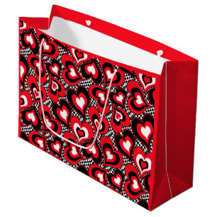 Hearts, red, black, white, Valentine's day . Large Gift Bag