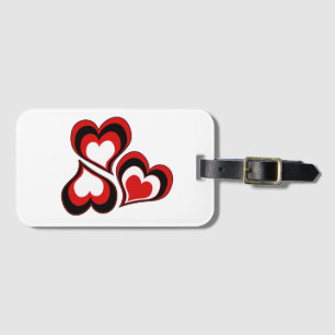 Hearts, red, black, white, Valentine's day . Luggage Tag