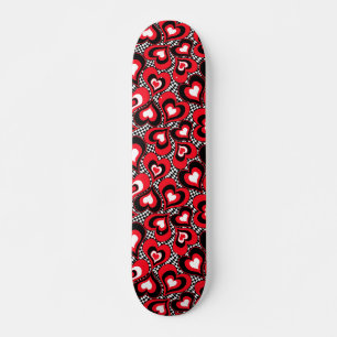 Hearts, red, black, white, Valentine's day . Skateboard