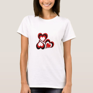 Hearts, red, black, white, Valentine's day . T-Shirt
