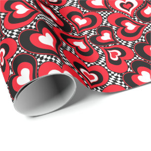 Hearts red  black  white  Valentine's day Wrapping Paper