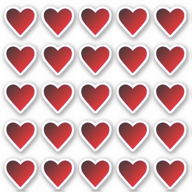 Hearts Red Burgundy Ombre Custom-Cut Vinyl Sticker (Front)