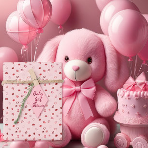 Hearts - Red on Light Pink Ombre Wrapping Paper Sheet