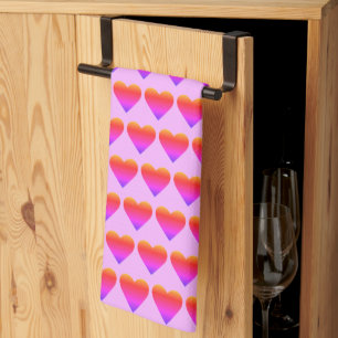 Hearts Red Pink Valentine's Day Love Tea Towel