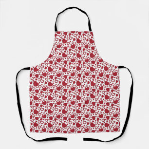 Hearts Red Roses Pattern Minimalist Valentine's Apron