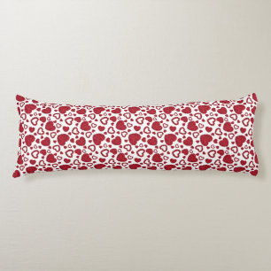 Hearts Red Roses Pattern Minimalist Valentine's Body Cushion