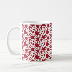 Hearts Red Roses Pattern Minimalist Valentine's Coffee Mug