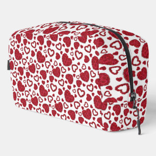 Hearts Red Roses Pattern Minimalist Valentine's Dopp Kit