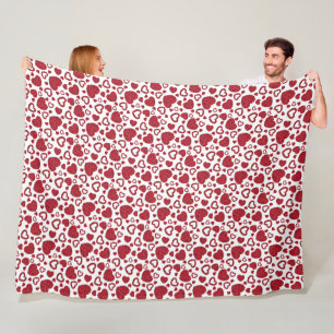 Hearts Red Roses Pattern Minimalist Valentine's Fleece Blanket