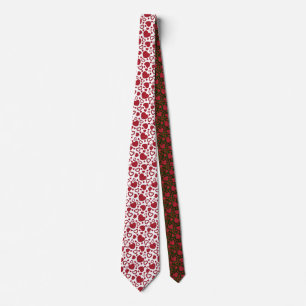 Hearts Red Roses Pattern Minimalist Valentine's Tie