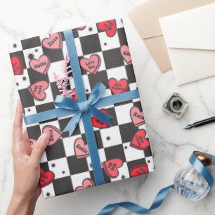 Hearts Retro Valentine's Wrapping Paper