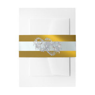 Hearts & Ribbon - Gold/Silver Invitation Belly Band