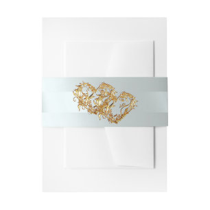 Hearts & Ribbon - Silver/Gold Invitation Belly Band