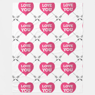 Hearts Romance Love Date Personalise Anniversaries Fleece Blanket