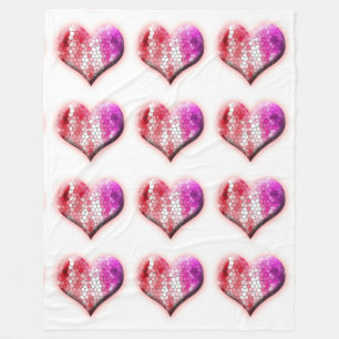 Hearts Romance Love Date Personalise Anniversaries Fleece Blanket