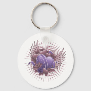 Hearts Roses and Wings Key Ring
