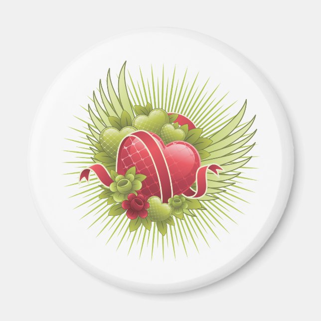 Hearts Roses and Wings Magnet (Front)