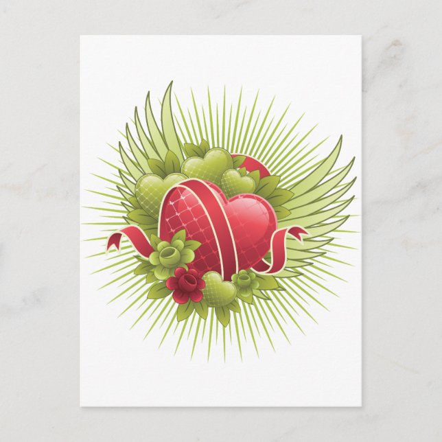 Hearts Roses and Wings Postcard (Front)