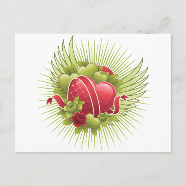 Hearts Roses and Wings Postcard (Front)