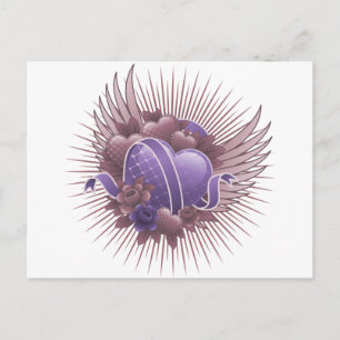 Hearts Roses and Wings Postcard