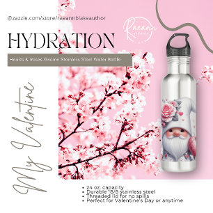 Hearts & Roses Gnome Water Bottle