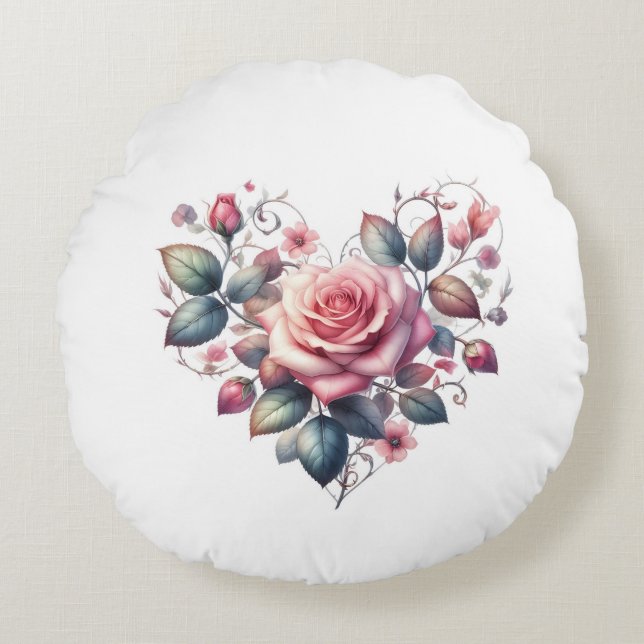 hearts roses round cushion (Front)