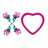 Hearts & Roses X's & O's Ornament  Photo Sculpture Decoration (Front)