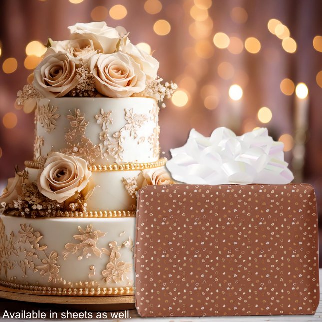 Hearts-Rustic Brown-Valentine's for Him or Wedding Wrapping Paper (Hearts-2DarkRustic Brown-Valentine's for Him or Wedding Wrapping Paper-cake-by Leapfroglisics)