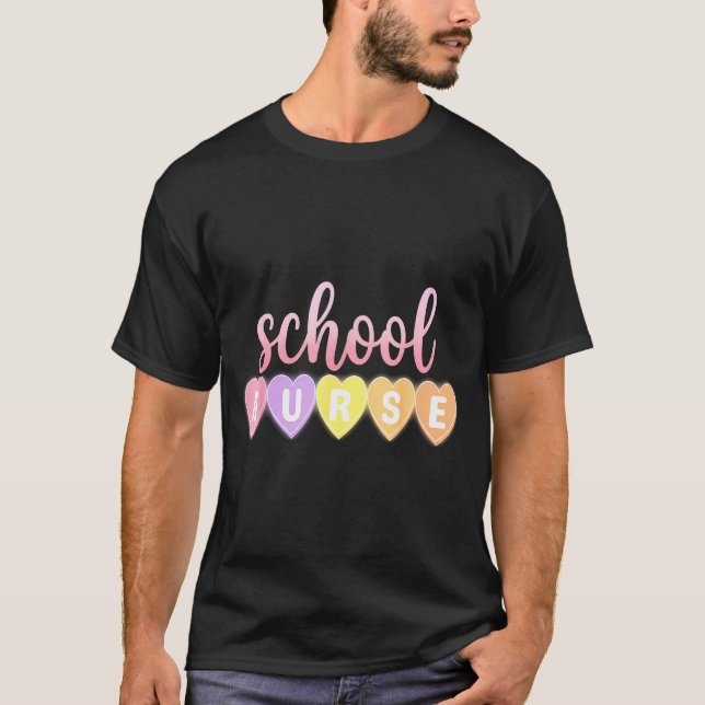 Hearts School Nurse Medical Istant Valentines Day  T-Shirt (Front)