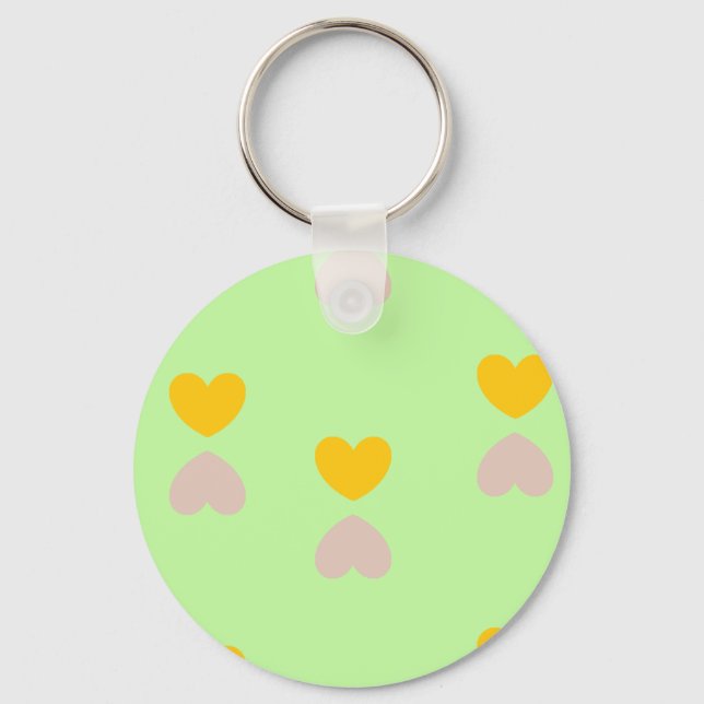 Hearts shapes on light green key ring (Front)