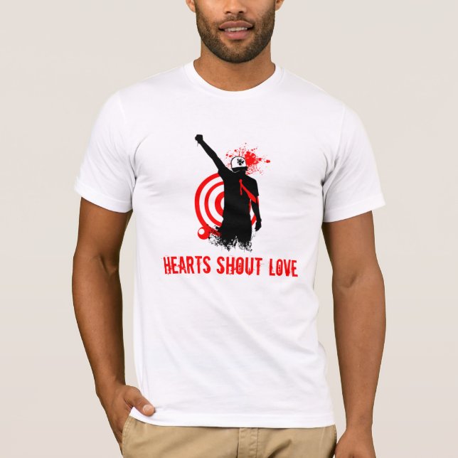 Hearts Shout Love Mens Shirt Logo (Front)