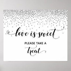 Hearts & Silver Love is Sweet Dessert Table Sign