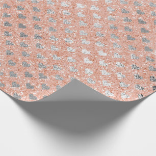 Hearts Silver Peach Champaign Gold Glitter Wrapping Paper