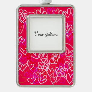 Hearts Silver Plated Framed Ornament