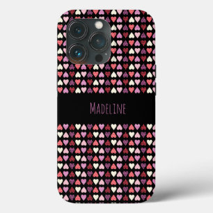 Hearts Simple Hand Drawn Valentine's Day Pattern iPhone 13 Pro Case