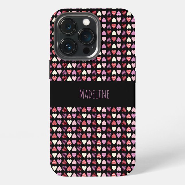 Hearts Simple Hand Drawn Valentine's Day Pattern iPhone Case (Back)