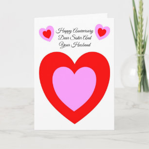 Hearts Sister And Husband Personalised Anniversary Card