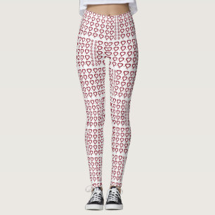 Hearts & Small Dots Red & White Chic Design Leggings