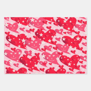 hearts,smilie,Christmas+ paper, winter+patte, merr Wrapping Paper Sheet
