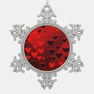Hearts Snowflake Pewter Christmas Ornament
