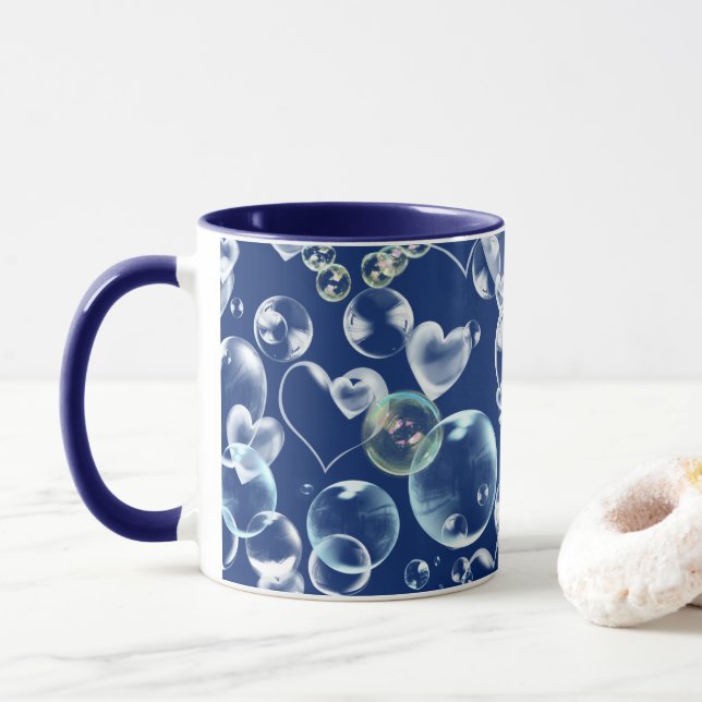 Hearts Soap Bubbles Mug (With Donut)