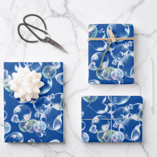 Hearts Soap Bubbles Wrapping Paper Sheet