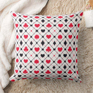 Hearts Spade Clubs cards pattern Cushion