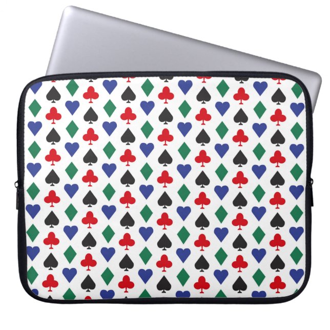 HEARTS SPADES CLUBS DIAMONDS ROWS LAPTOP SLEEVE (Front)