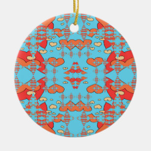 Hearts Sparks Ceramic Ornament