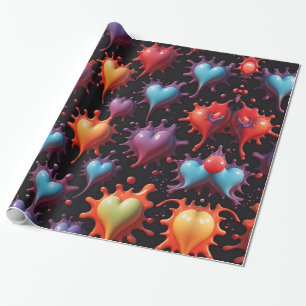 Hearts Splash Art  Wrapping Paper