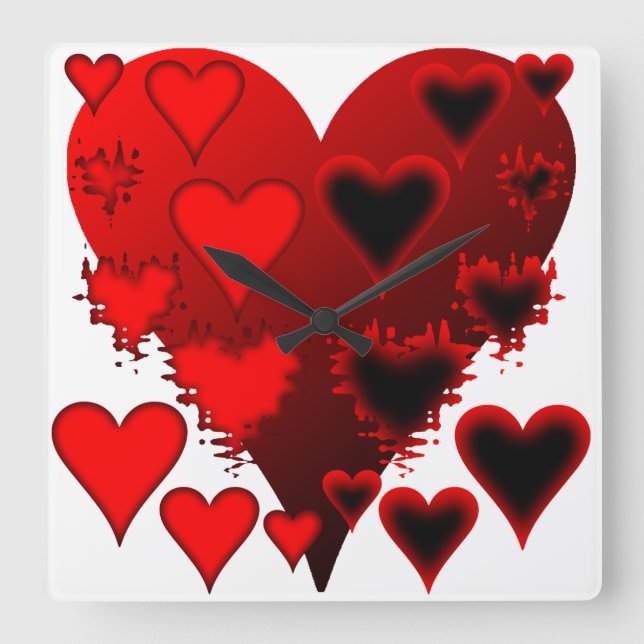 Hearts Square Wall Clock (Front)