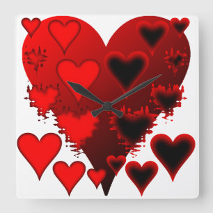 Hearts Square Wall Clock